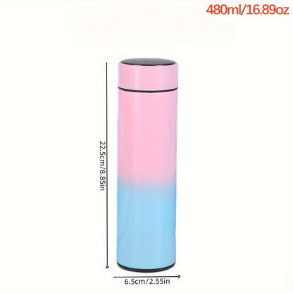 1pc, Vacuum Flask With Temperature Display And Tea Infuser, 16.91oz Insulated Water Bottles, Travel Thermal Cups, For Hot And Cold Beverages, Summer Winter Drinkware, Gifts