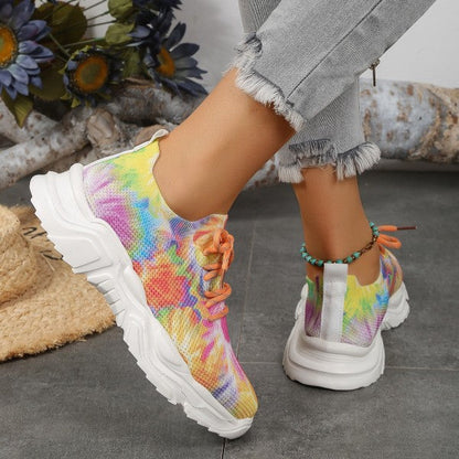 sealbeer - Orange Casual Sportswear Patchwork Tie-dye Round Comfortable Out Door Sport Shoes