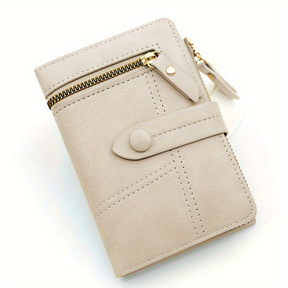 Solid Color Short Mini Wallet, Clutch Bifold Con Purse, Trendy Credit Card Holder