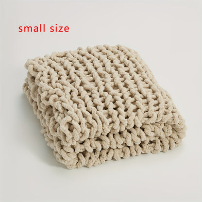 1pc Tight Thick Blanket Handmade Thick Wool Thread Woven Blanket Stick Knitted Blanket Sofa Throw Blanket