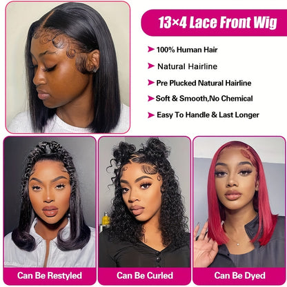 Bob Wig Human Hair Glueless 13x4 Lace Front Wigs Human Hair 10-16inch Pre Plucked HD Transparent Lace 150% Density Short Bob Wig for Women