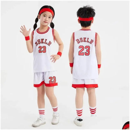 Sets/Suits Childrens Basketball Suit Boys And Girls Garten Baby Primary School Children June 1 Performance Uniform Sleeveless Training Dhbwq