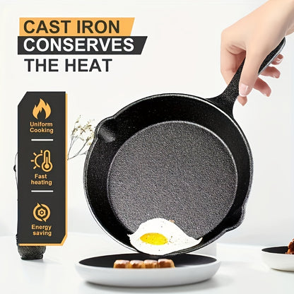 4-Piece Cast Iron Skillet Set - Heavy-Duty, Pre-Seasoned, Professional-Grade Cookware for Frying, Saute, Cooking, Pizza & More - Includes 10", 8", 6", 5.5" Pans, Wooden Spoon, and Heat-Resistant Gloves - Durable, Versatile, and Easy to Clean - Perfect for