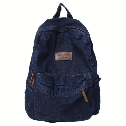 Fashion Denim Backpack, Preppy College School Daypack, Travel Commute Knapsack & Laptop Bag