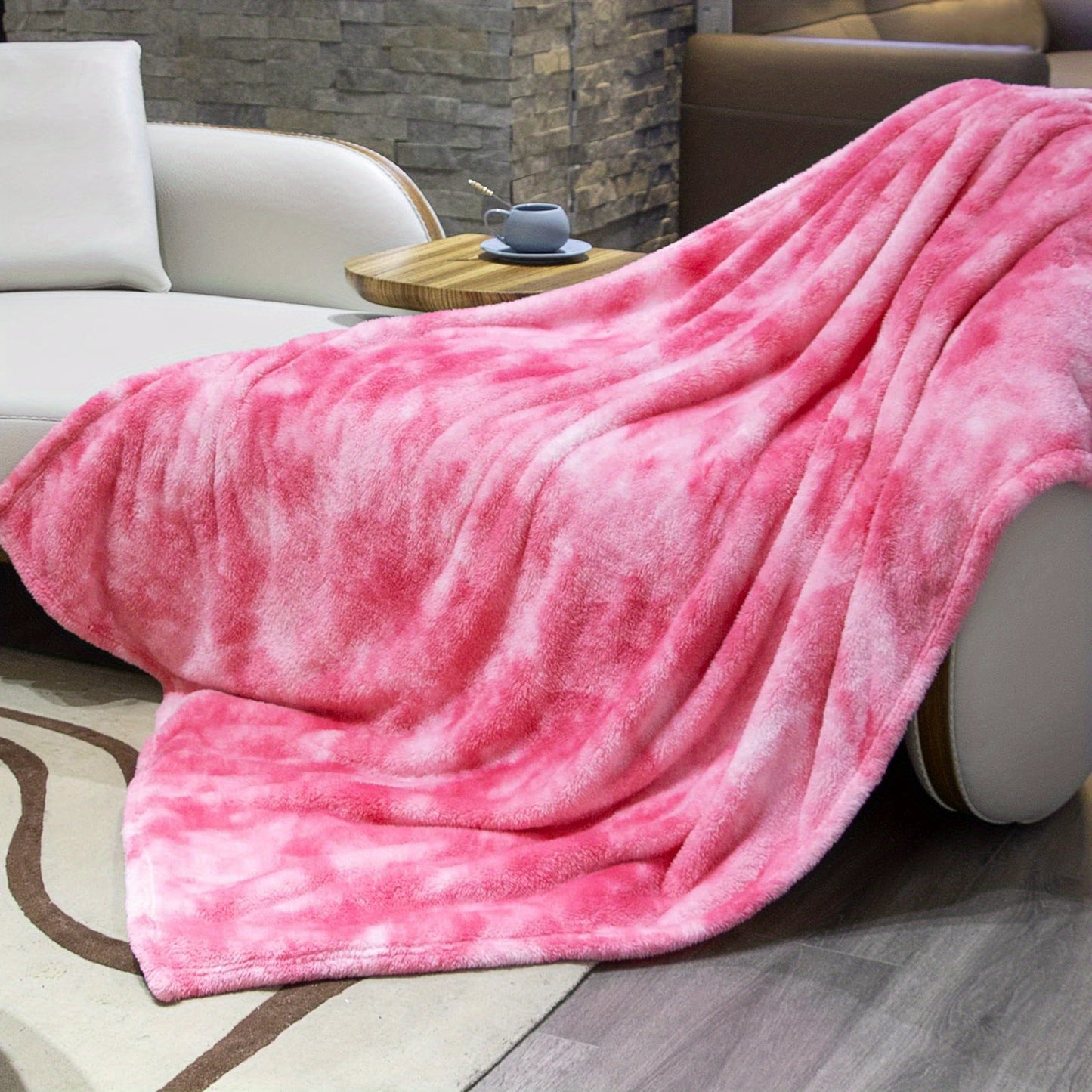 1pc Luxurious Tie-Dyed Faux Fur Fleece Lined Soft Throw Blanket - Ultra-Plush, Thick Print, and Cozy for Sofa, Couch, Bed, Camping, Travel, and Picnic - Perfect for Chilly Nights and Outdoor Adventures