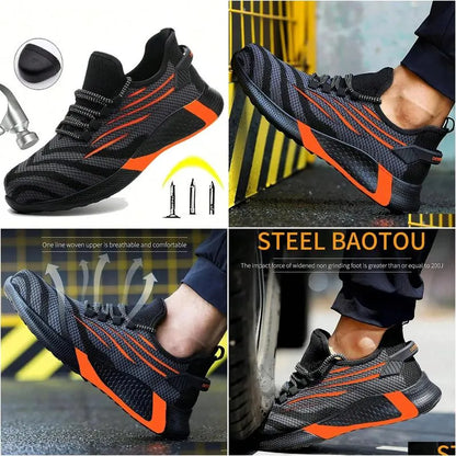 Safety Shoes Summer Breathable Mens Work Shatterproof Steel Toe Perforated Construction Sports Footwear 240606 Drop Delivery Accessori Dhret