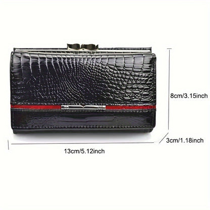 Short Mini Wallet, Patent Leather Versatile Fashion Style Coin Purse(13.0cm X 8.0cm X 3.0cm)