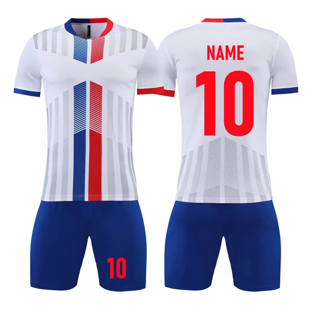 Kids Adult Soccer Jersey Set Women & Men Football Uniform Child Kit Soccer Training Suit Football Shirt Shorts Stripe Sportswear