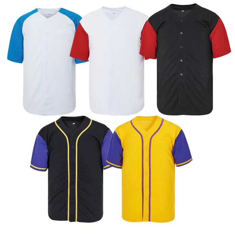 Baseball Jersey Blank Splice sleeves Style White Stripes Black Green Yellow Blue Brown Purple Embroidery  New Accept Custom