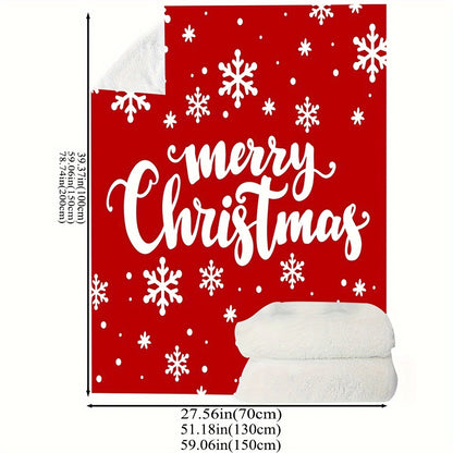 1pc Throw Blanket, Christmas Theme Snowflake Pattern Printed Blanket, Warm Cozy Soft Blanket For Couch Bed Sofa Car Office Camping Travelling, Gift Blanket Suitable For All Seasons