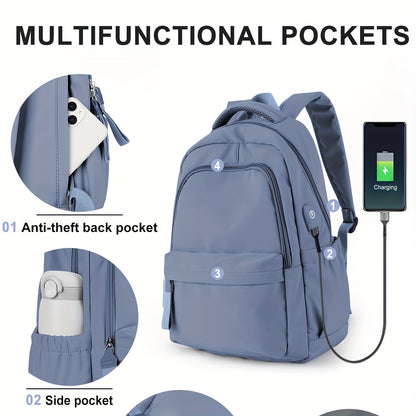 Large Capacity Backpack - Fast USB Charging, Ultra-Durable, Waterproof, and Lightweight - Ideal for School, Commuting, and Travel