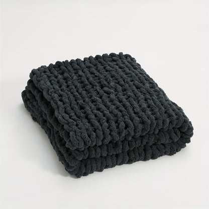 1pc Tight Thick Blanket Handmade Thick Wool Thread Woven Blanket Stick Knitted Blanket Sofa Throw Blanket