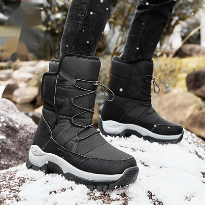 Men's Snow Boots, Winter Thermal Shoes, Windproof Hiking Boots With Fuzzy Lining