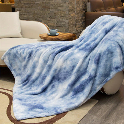 1pc Luxurious Tie-Dyed Faux Fur Fleece Lined Soft Throw Blanket - Ultra-Plush, Thick Print, and Cozy for Sofa, Couch, Bed, Camping, Travel, and Picnic - Perfect for Chilly Nights and Outdoor Adventures