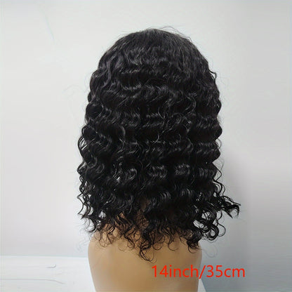 Side Part Human Hair Bob Wig Natural Color Deep Wave Wigs For Women 180% 13*5*1