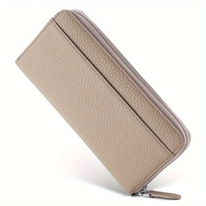 Genuine Leather Fashion RFID Wallet Women Clutch Credit Card Holder, Women's Casual Coin Purse Large Capacity Phone Bag, Zipper Clutch Bag Long Wallet