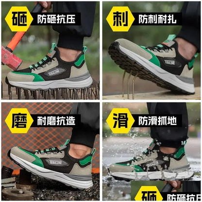 Safety Shoes Plastic Toe Caps Summer Breathable Work Osite Indestructible Boots Sports Lightweight Mens Drop Delivery Accessories Spec Dhm8I