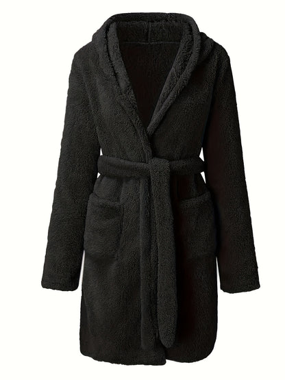 Men's All-Season Fleece Robe: Casual, Hooded Comfort with Pockets, Durable & Warm