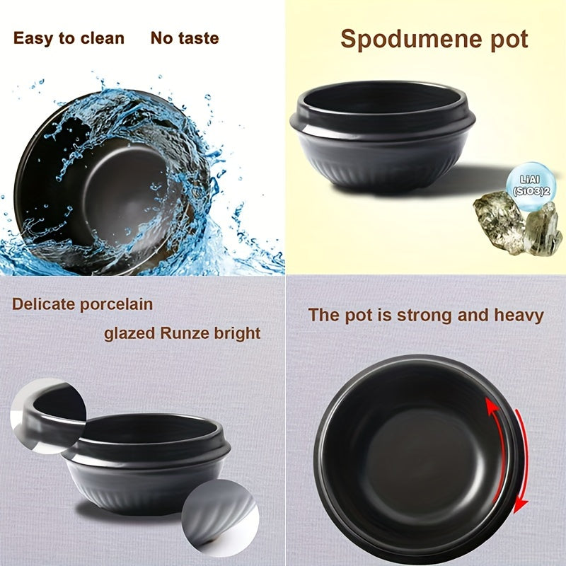 1pc Authentic Korean-Style Stone Ceramic Soup Pot - Heat-Resistant Tray, Non-Stick Glaze, Easy Cleaning, Ideal for Korean Stew, Bibimbap, Broth, and Home Cooking - Round, Durable, and Versatile Kitchenware for Everyday Meals