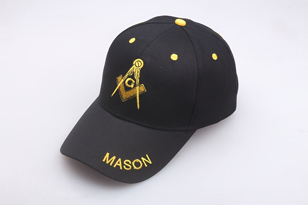 1pc Stylish Baseball Cap With Freemasonry Embroidery, Suitable For Outdoor Leisure Activities, For Both Men And Women