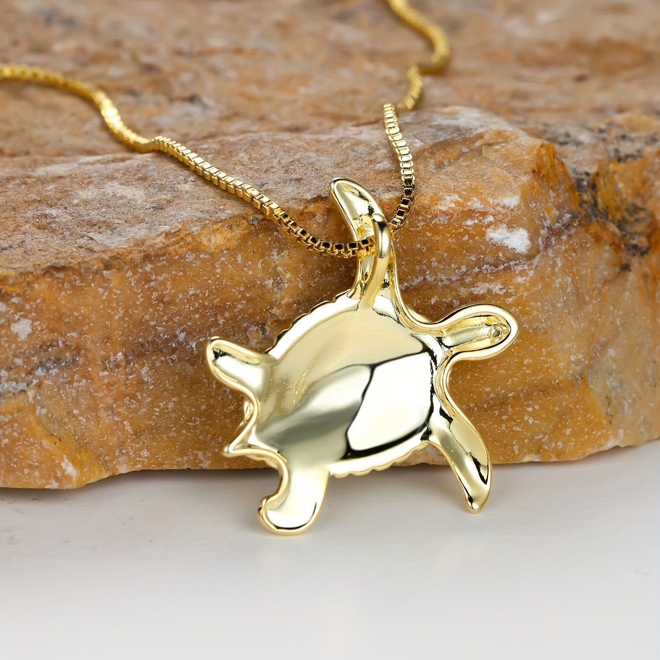 Ocean Turtle Design Pendant Necklace Inlaid Opal, For Summer Beach Seaside Vacation Travel Neck Jewelry Gift