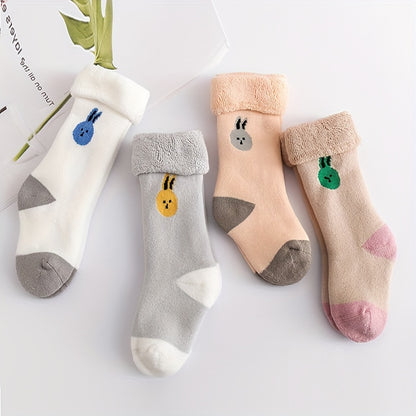 Baby Girls Kids Thickened Terry Warm Socks, Newborn Toddlers Children's Crew Socks For Autumn Winter