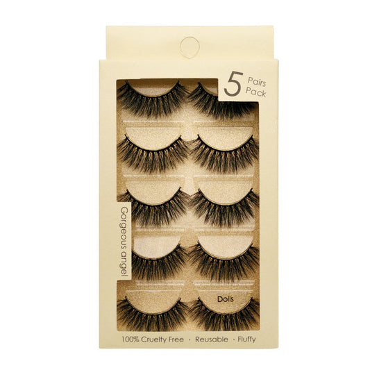 SEALBEER New 3D 5 Piece Dolls Mink Hair Eyelashes