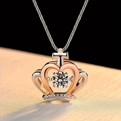 Royal Sparkle Crown Pendant Necklace - A Heartfelt Gift Set for Daughters - Luxurious Box & Greeting Card - Perfect for Christmas, Birthday & Holidays