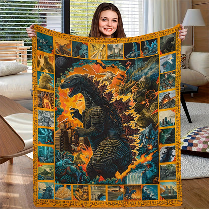 Cozy Monster-Themed Flannel Throw Blanket - Soft, Warm, and Versatile for Couch, Bed, Office, and Travel - Perfect Gift Idea