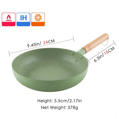 1pc Premium Matcha Green Maifan Stone Non-Stick Soup Pot - 24cm/9.45inch Cooking Pot for Noodles, Hot Milk, and Soup - Durable, Heat-Resistant, Easy-to-Clean Kitchenware for Home Cooking