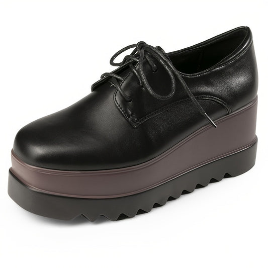 Women's Classic Oxford Shoes, Soft Sole Platform Lace-Up Casual Footwear, Comfort Wedge Dressy Shoes