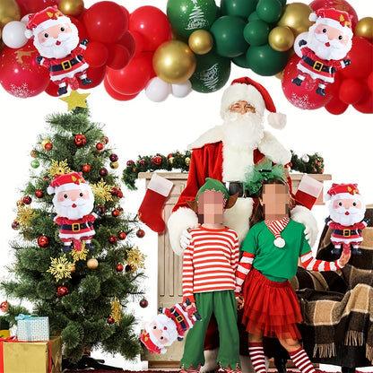 5pcs Aluminum Santa Claus Balloons Set 16" Christmas Party Decorations, No-Feather Festive Mylar Balloon Pack for Holiday Themed Gatherings and Home Decor Without Electricity