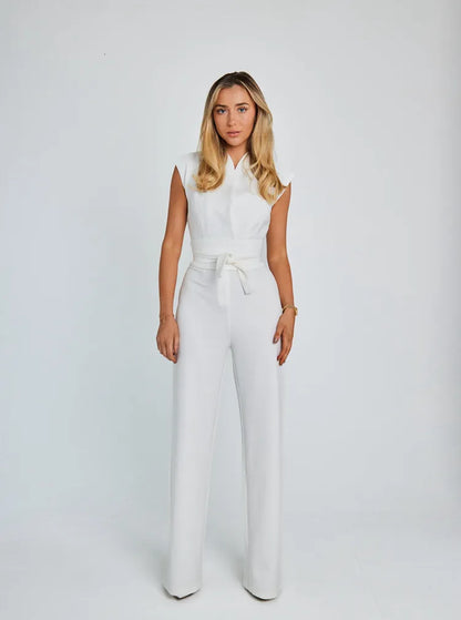 Women's Jumpsuits Rompers Elegant Jumpsuits for Women Summer Sexy O Neck Sleeveless Wide Leg Jumpsuit Office Overalls Lady Party Jumpsuit 230812