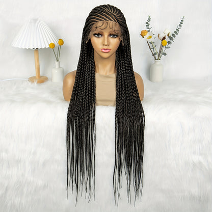 Flawless Synthetic Lace Braids Wig - Easy Style, Heat Resistant - Perfect for Beginners & Fashion-Forward Women