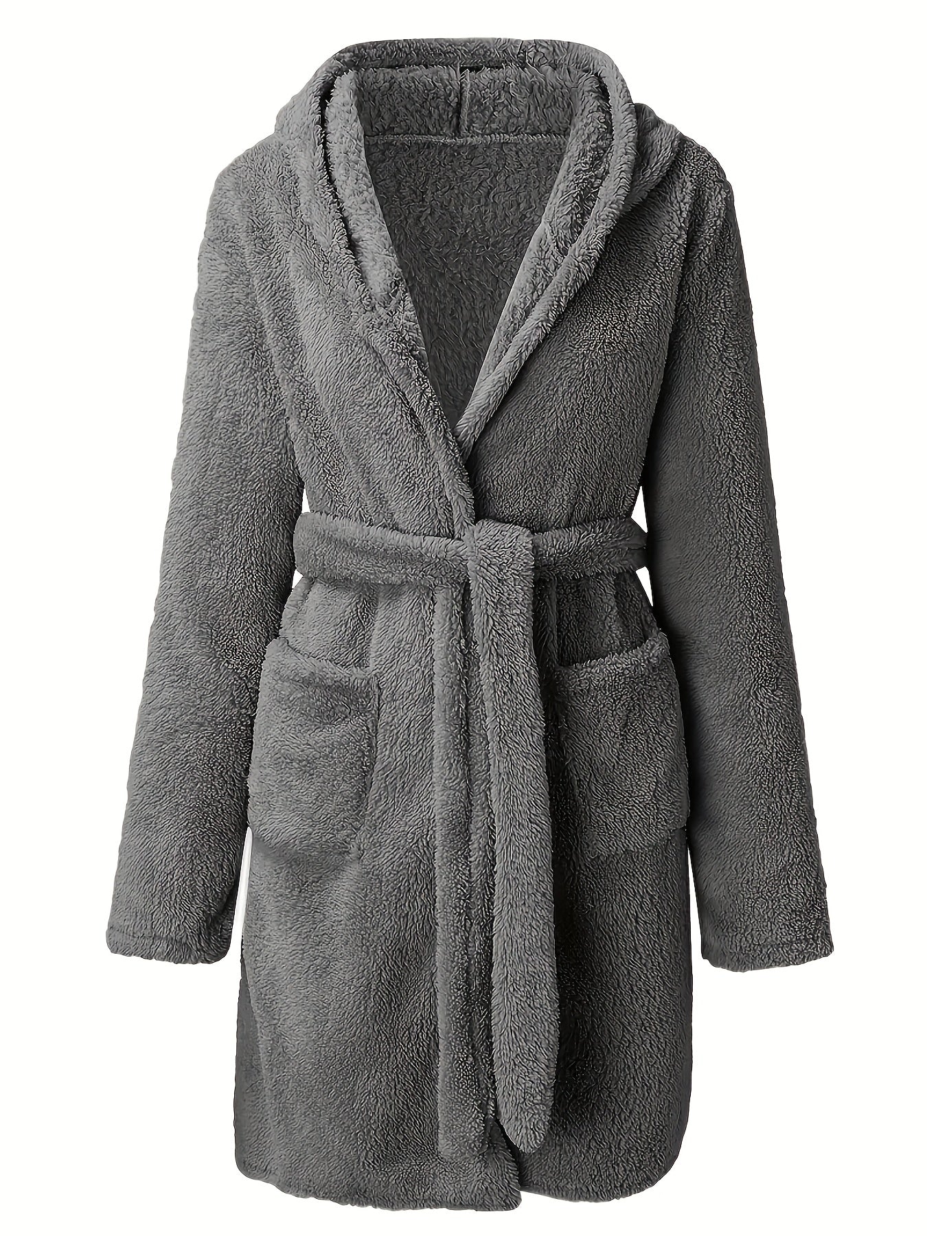 Men's All-Season Fleece Robe: Casual, Hooded Comfort with Pockets, Durable & Warm