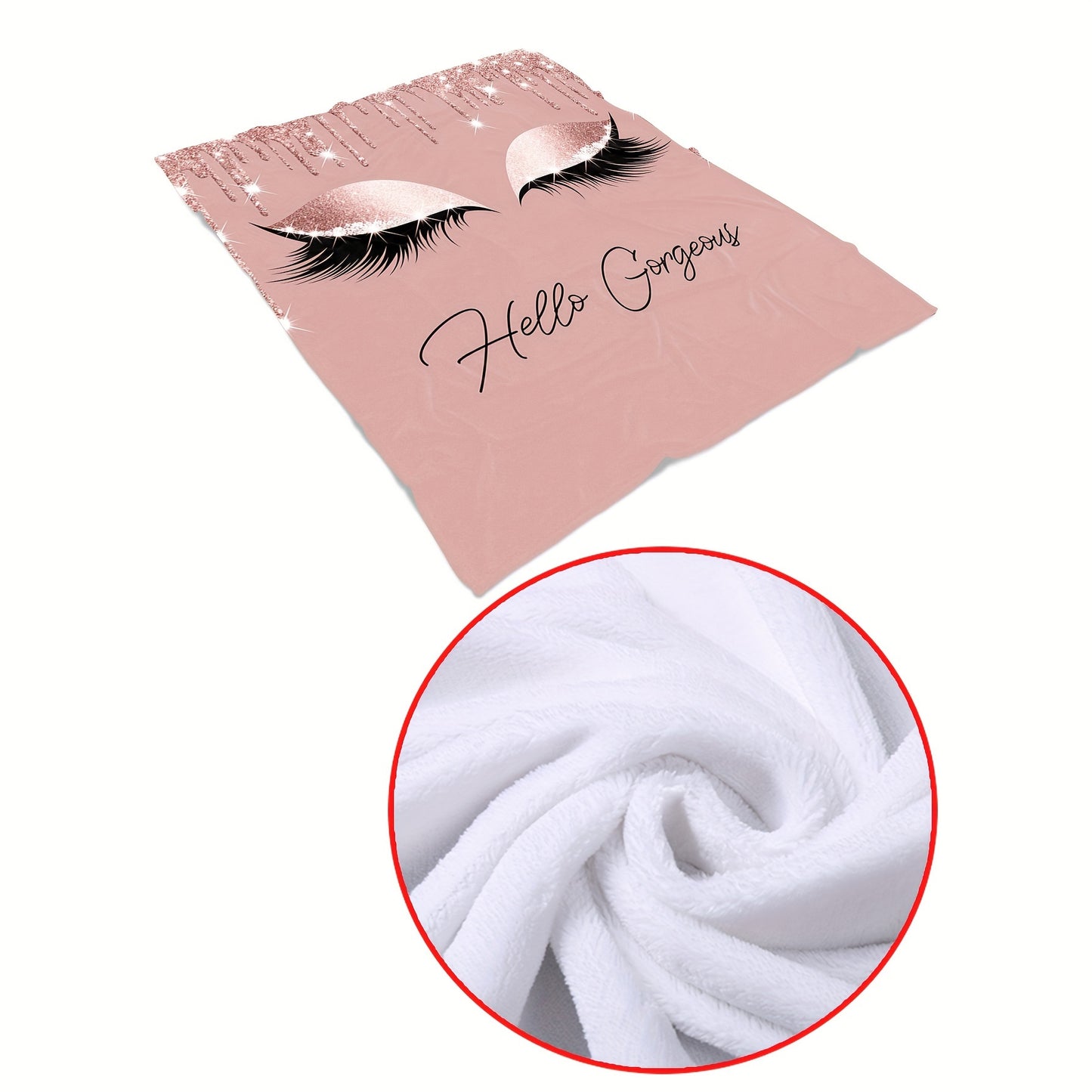 1pcs Cozy Sweet Makeup Art Eyelash Pattern Flannel Blanket - Soft, Plush, and Warm Throw Blanket for Sofa, Bed, and Nap - Perfect for Winter, Spring, and Autumn Seasons