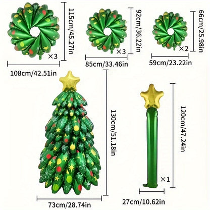 1pc Giant Green Christmas Tree Balloon Set - Self-Standing Aluminum Film Decoration for Holiday & New Year Party, Photo Prop