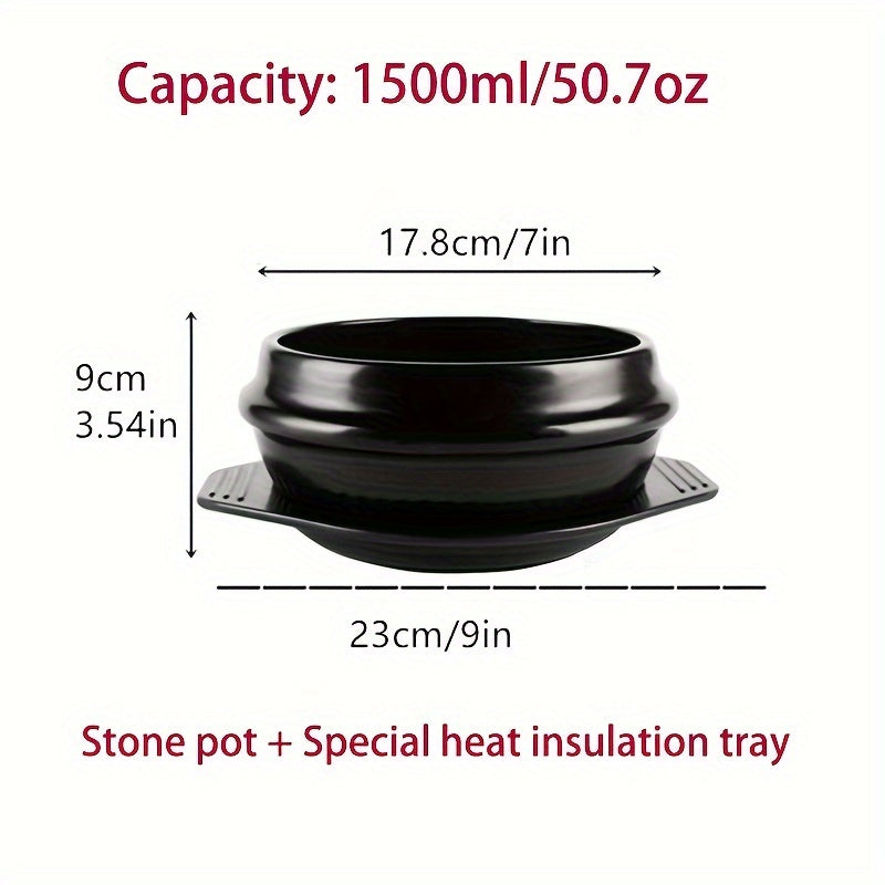 1pc Authentic Korean-Style Stone Ceramic Soup Pot - Heat-Resistant Tray, Non-Stick Glaze, Easy Cleaning, Ideal for Korean Stew, Bibimbap, Broth, and Home Cooking - Round, Durable, and Versatile Kitchenware for Everyday Meals