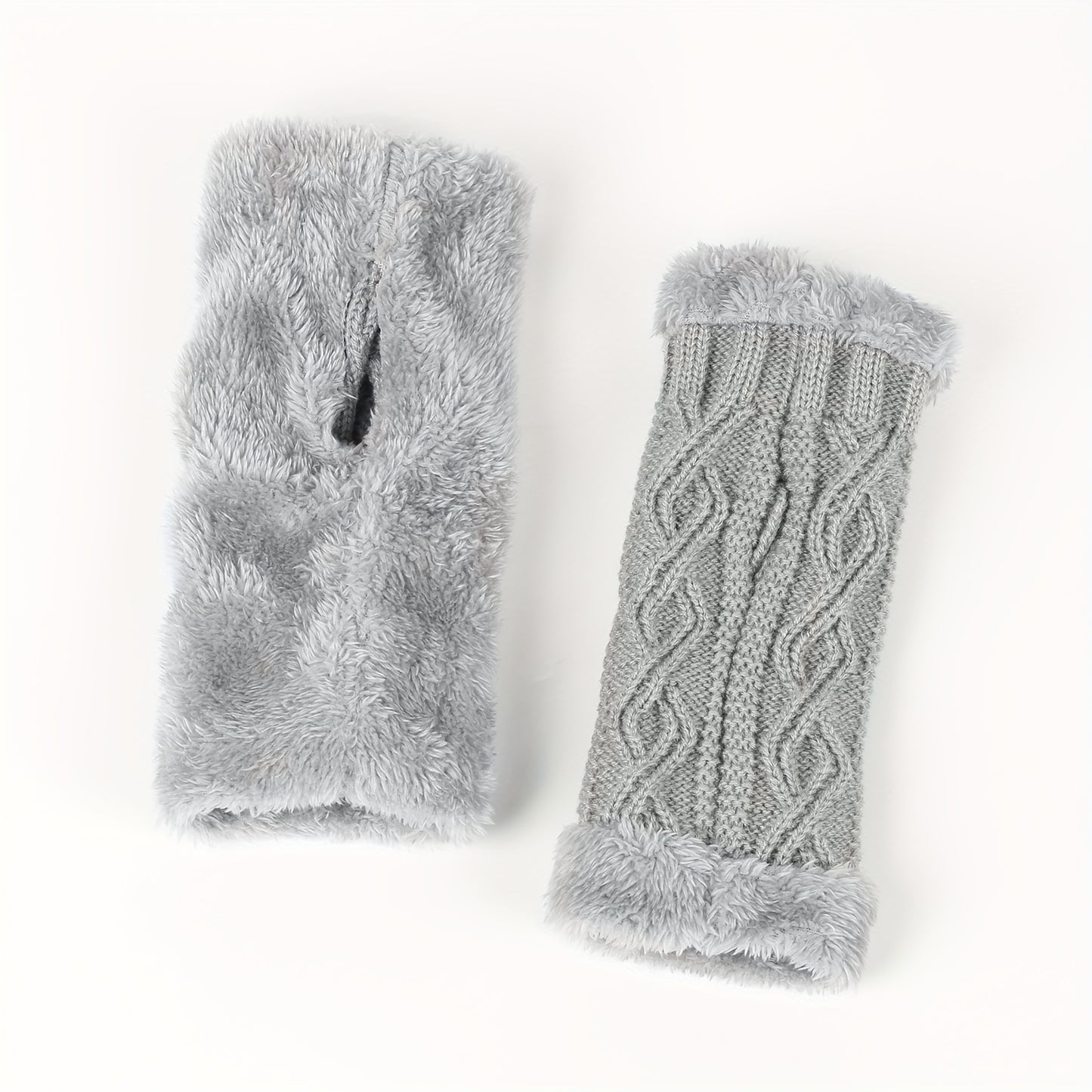 Argyle Textured Half Finger Fleece Lined Fingerless Gloves - Windproof, Warm, and Cozy Mittens for Women - Perfect for Outdoor Activities in Cold Weather