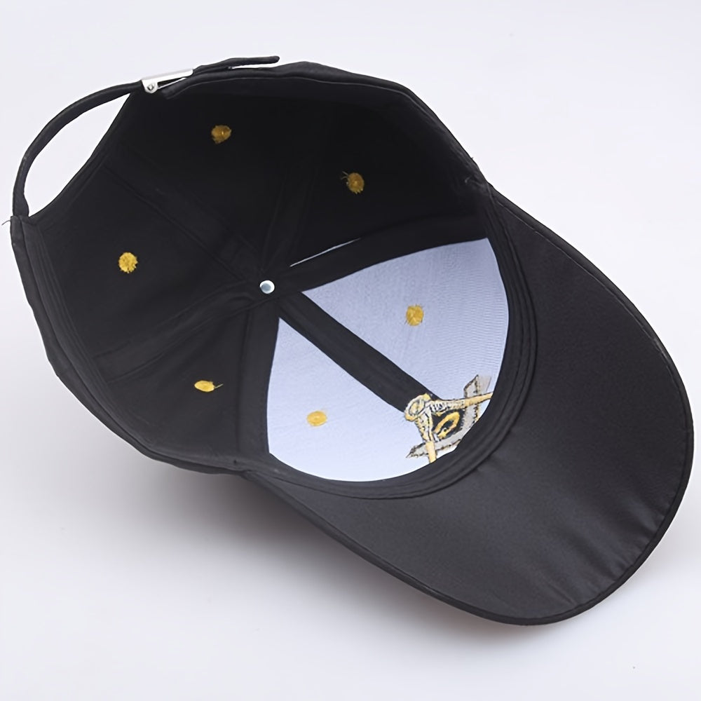 1pc Stylish Baseball Cap With Freemasonry Embroidery, Suitable For Outdoor Leisure Activities, For Both Men And Women