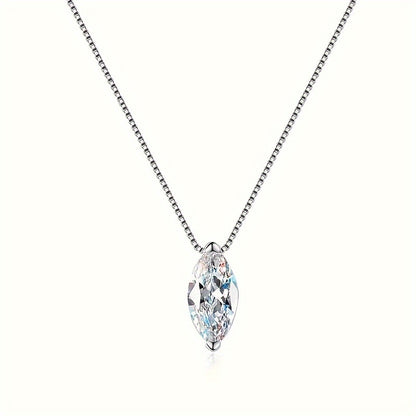 925 Sterling Silver 1 Carat Horse Eye Shape Moissanite Pendant Necklace With Elegant Gift Box Elegant & Sexy Style Jewelry Gifts For Women