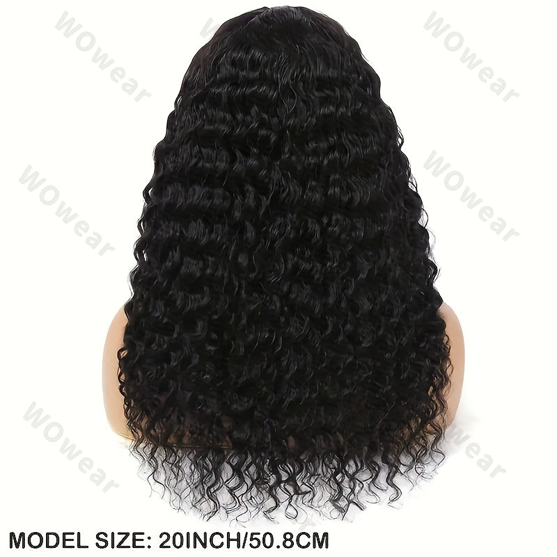 13x4 Deep Wave Lace Front Wigs Human Hair Deep Wave Curly Wig HD Lace Frontal Wigs Human Hair Pre Plucked Bleached Knots With Baby Hair Natural Color 200%