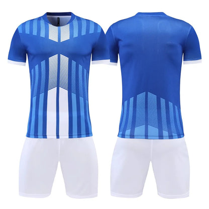 Kids Adult Soccer Jersey Set Women & Men Football Uniform Child Kit Soccer Training Suit Football Shirt Shorts Stripe Sportswear