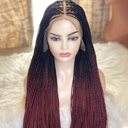 36 Full Lace, 250% Density, Hand-Braided Synthetic Wig - Easy to Wear, Classic Box Braid Style for Women - Long-Lasting, Natural-Looking, and Versatile Hairpiece