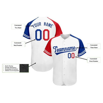 White Custom Baseball Jersey Shirt 3D Printed Embroidered for Men and Women Shirt Casual Shirts Hip Hop Unisex Tops