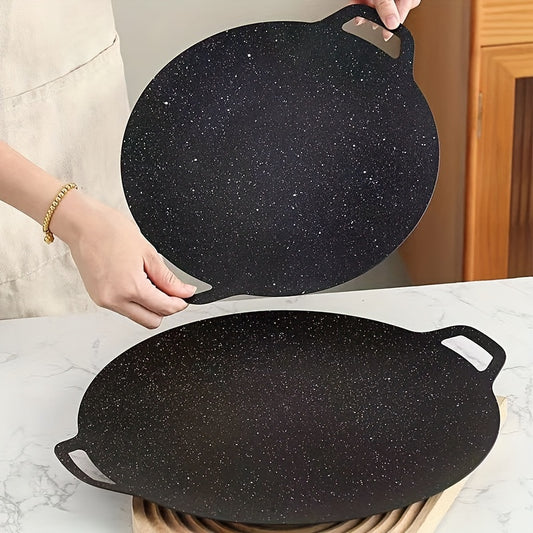 1pc Versatile Double-Handled Cast Iron Roti Tawa And Crepe Pan, For Tortillas, BBQ, And More, Nonstick Round Griddle Grill Pan With Handles, Perfect For Meats, Pancakes, And Restaurant