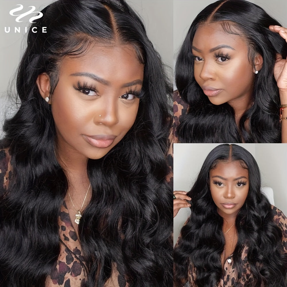 UNICE Pre Everything Glueless Frontal Wig With Baby Hair 3D Body Wave 13X4 HD Pre Cut Lace Front Wigs Human Hair Pre Bleached Invisible Bye Bye Knots Wig Pre Plucked