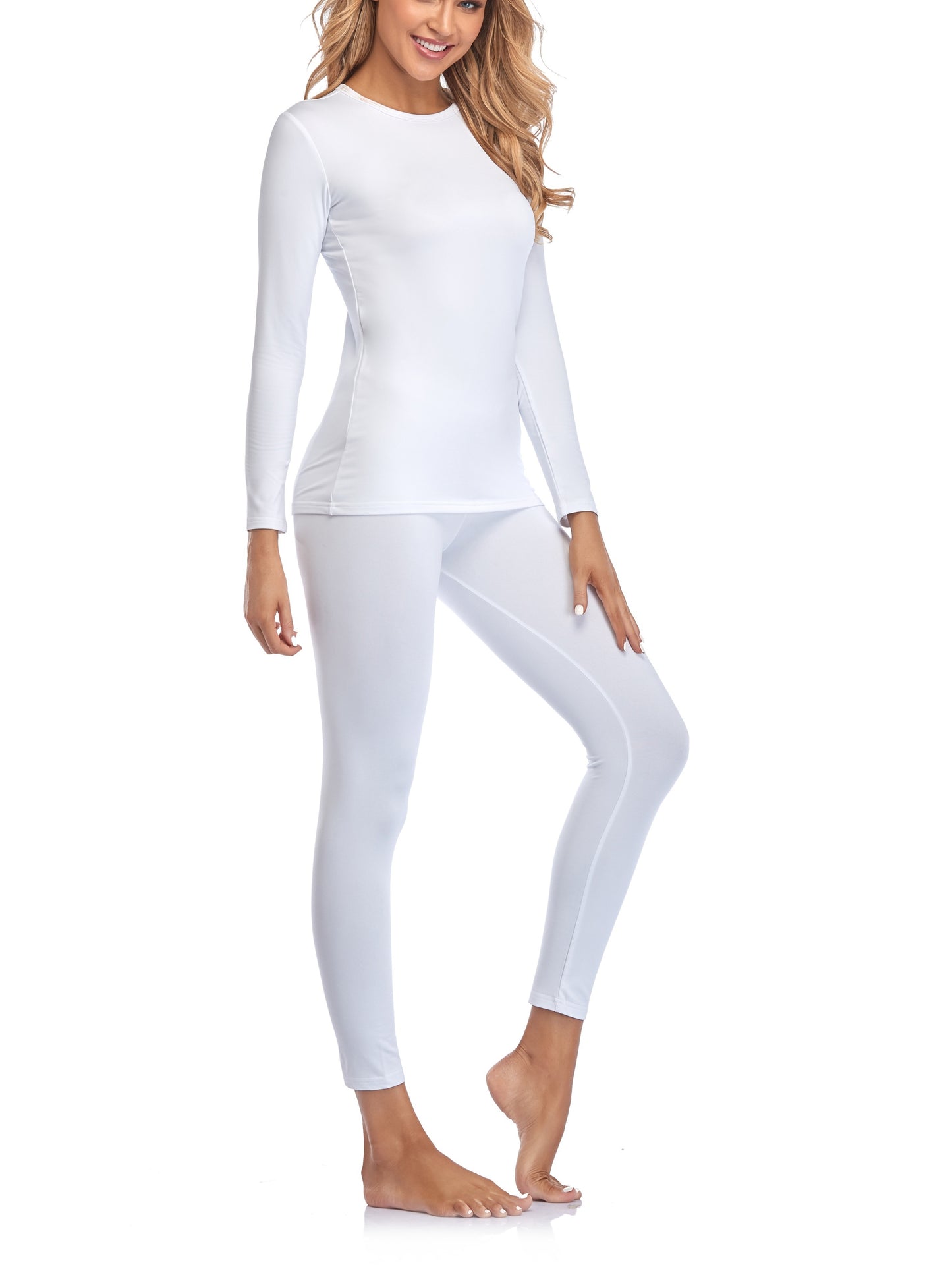 Cozy Seamless Thermal Underwear Set - Ultra-Soft Long Sleeve Design, Classic Crew Neck Tops & Cozy Pants for Women - Perfect Loungewear & Everyday Underwear Essentials