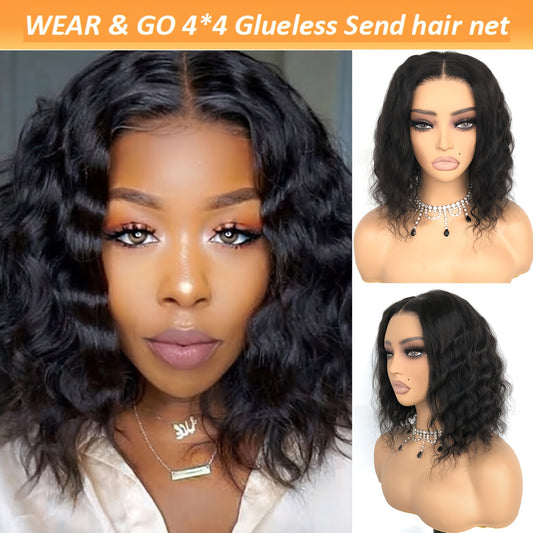 Body Wave 4x4 HD Glueless Front 100% Human Hair 12 Inch Wig Brazilian Body Wavy Transparent Lace Frontal Wigs Pre Plucked Hair Wig For Women