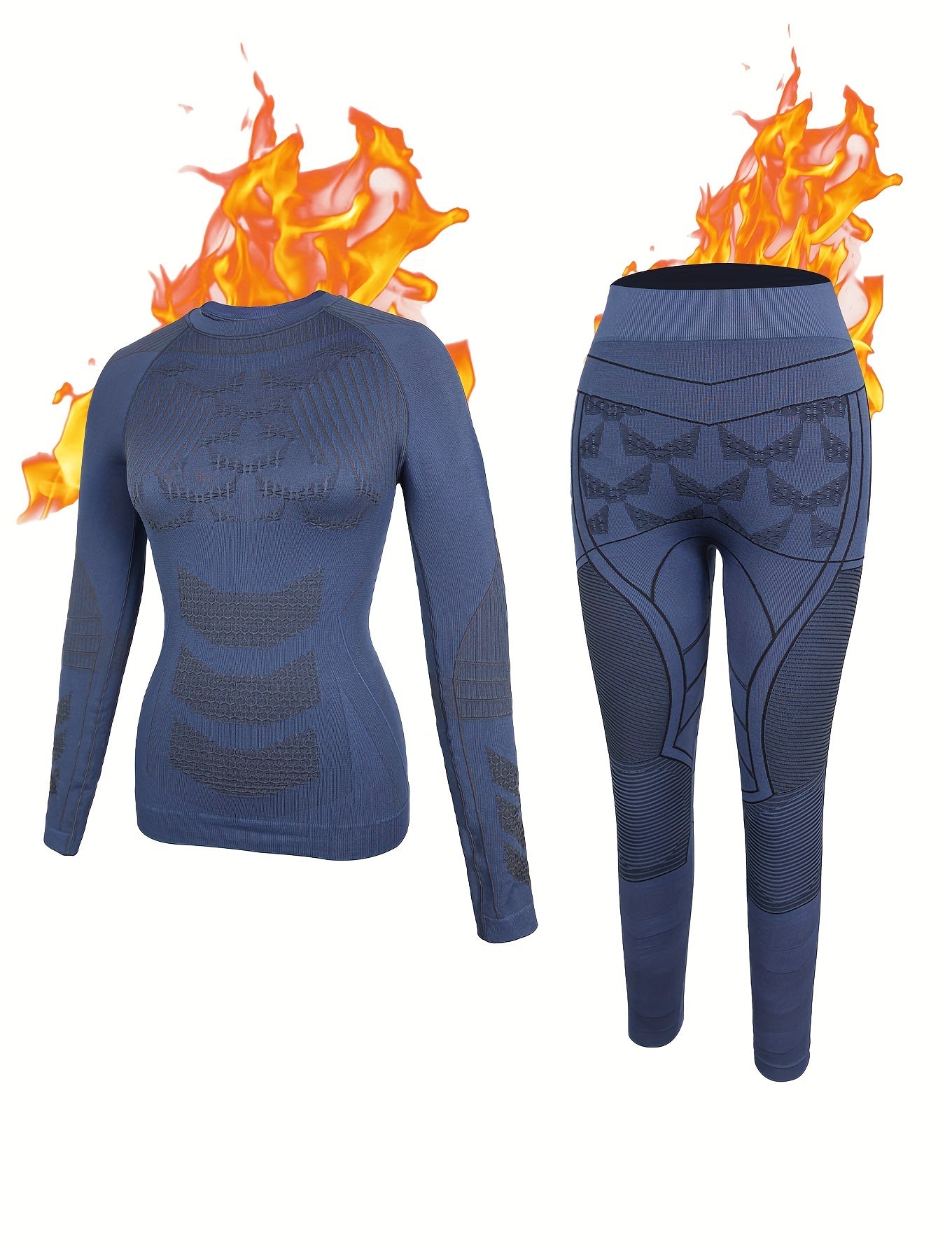 2-Piece Womens Thermal Underwear Set - Moisture-Wicking Compression Base Layers for Warmth, Long Sleeves Top and Leggings Suit - Ideal for Skiing and Winter Activewear